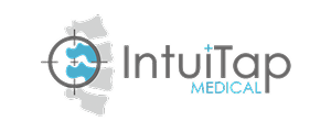 IntuiTap Medical logo with stylized spine and a target symbol highlighting discs.