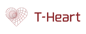 T-Heart logo with a wireframe heart shape composed of grid lines.