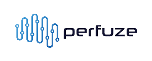 Perfuze company logo with a circuit-inspired design composed of connected dots and lines.