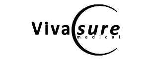 Purple Vivasure logo with a stylized 'V' formed by curved lines above the text.