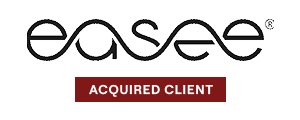 Black stylized logo text above a red rectangle labeled Acquired Client.