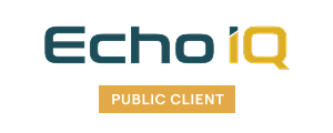 Echo iQ logo with a label reading Public Client below it.