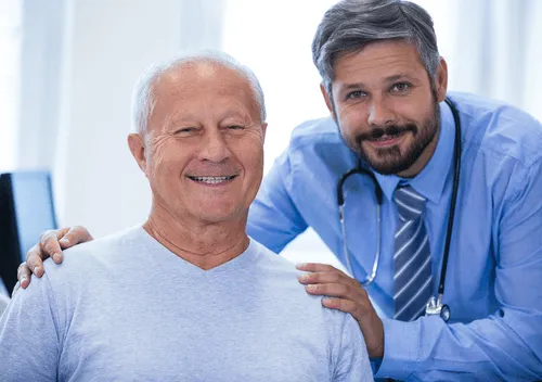 our one doctor with a hapy patient