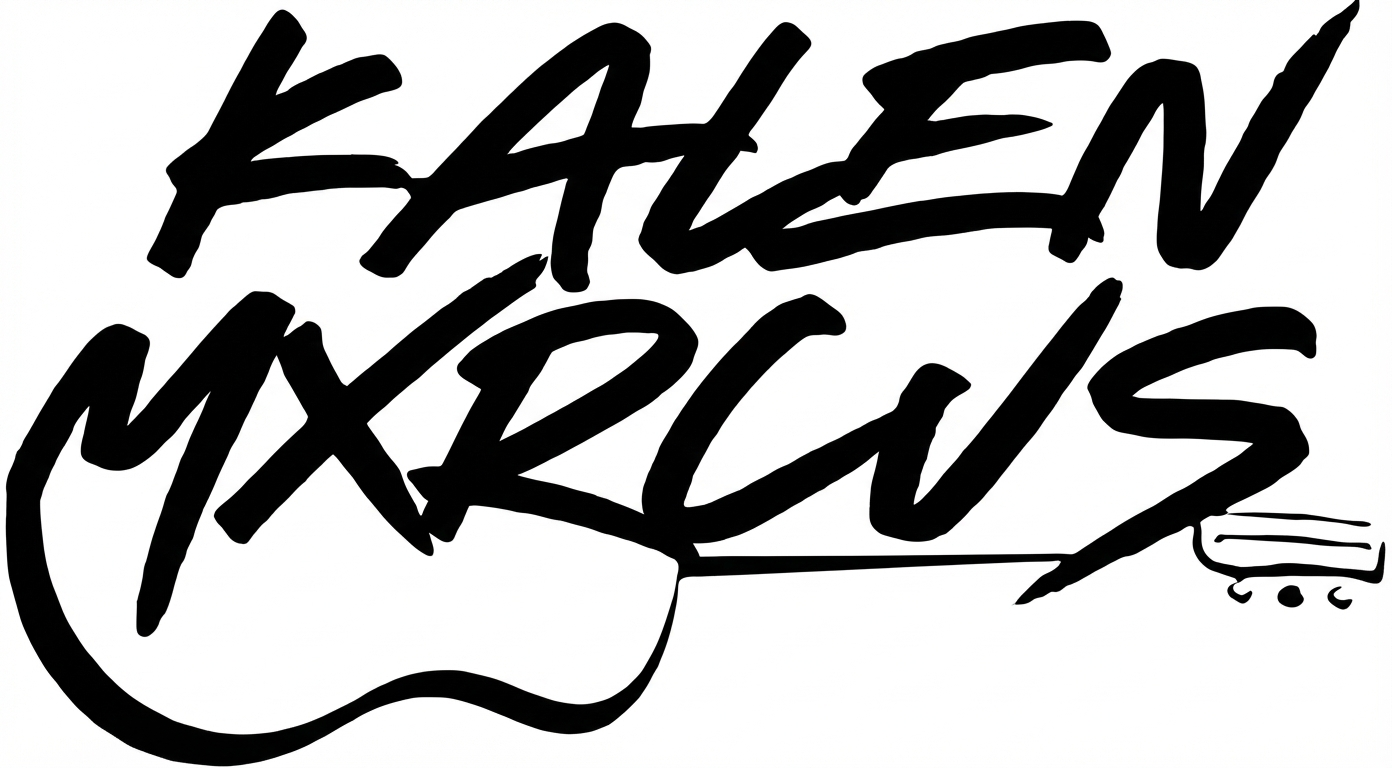 Black stylized text reading 'KALEN MXRCUS' integrated with the outline of a guitar neck and headstock.
