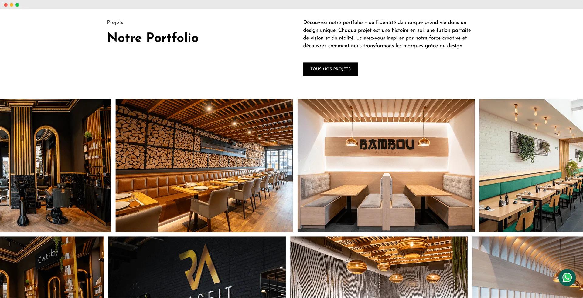 Page d'accueil du site Vision Interiors
