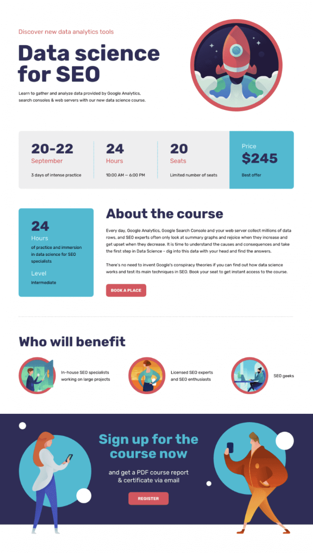 Illustration d'une maquette d'un site one page