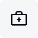 Medical kit icon with a plus sign in the center.
