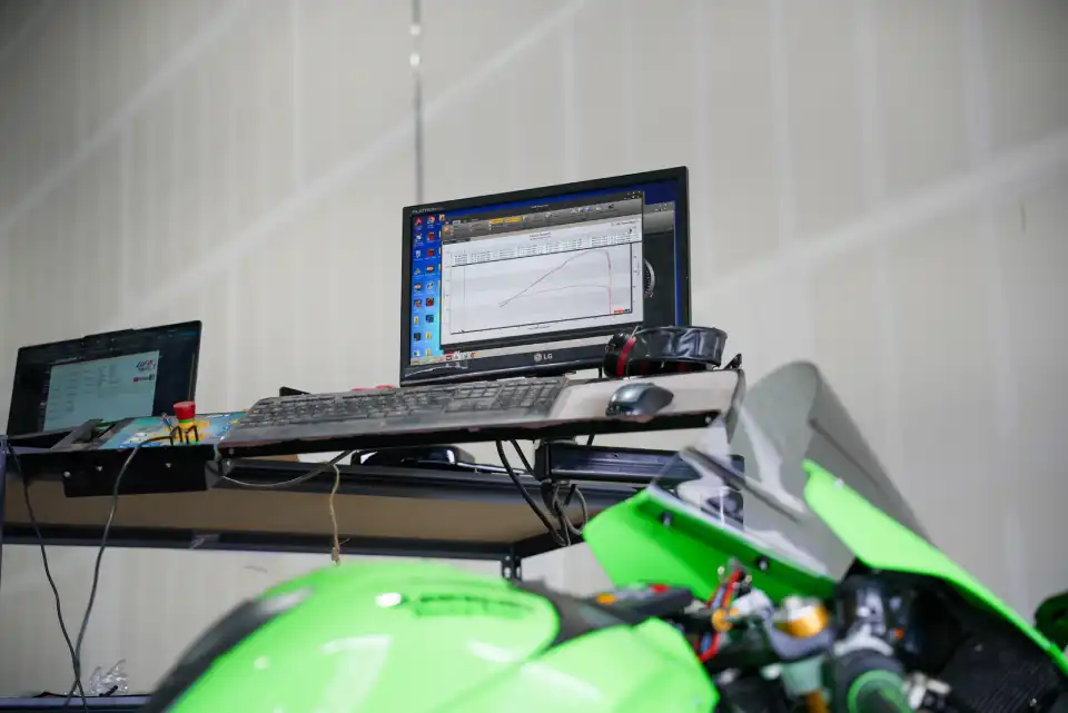 Motorcycle on dyno at Used Bikes Direct