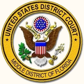 Seal of the United States District Court for the Middle District of Florida featuring a bald eagle with a shield, olive branch, and arrows.
