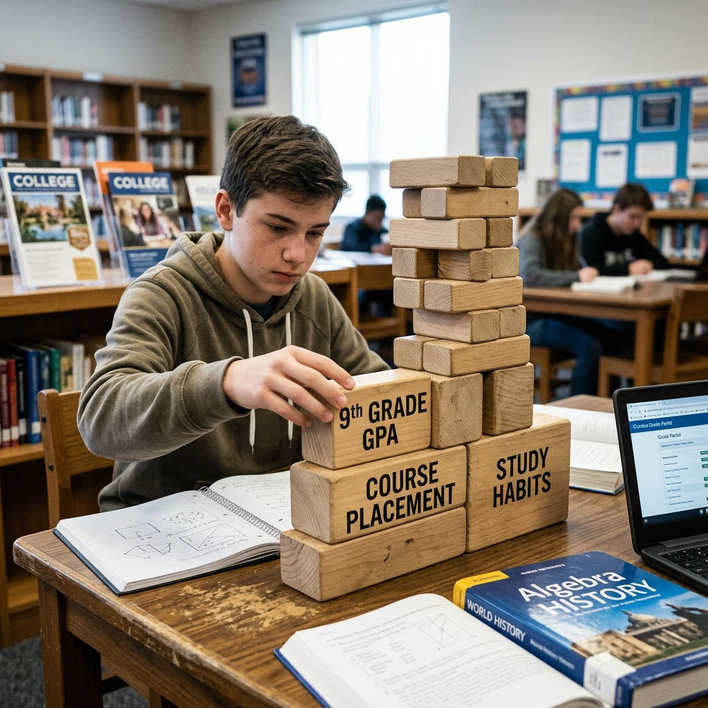 Freshman year is a critical, permanent component of the college application transcript because it constitutes approximately one-third of the academic record colleges initially evaluate, meaning it cannot be removed or minimized. The foundational GPA, course placement decisions, and time management habits established in 9th grade define the overall application's trajectory—determining whether a student is strategically positioned for success or forced to spend the next three years compensating for a low starting point.