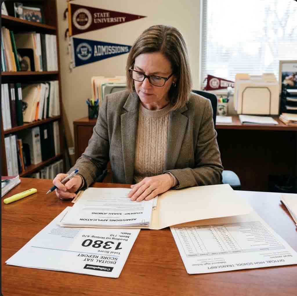 A 1380 SAT is a strong score, but admissions officers do not read it in isolation; they evaluate it alongside the transcript, high school context, section breakdown, and overall application narrative. Families should review whether the score confirms or contradicts the student’s academic profile before deciding whether to retake, submit, or go test-optional. The smartest next step is to compare the Reading and Writing/Math split against the student’s coursework and college list before making a submission decision.