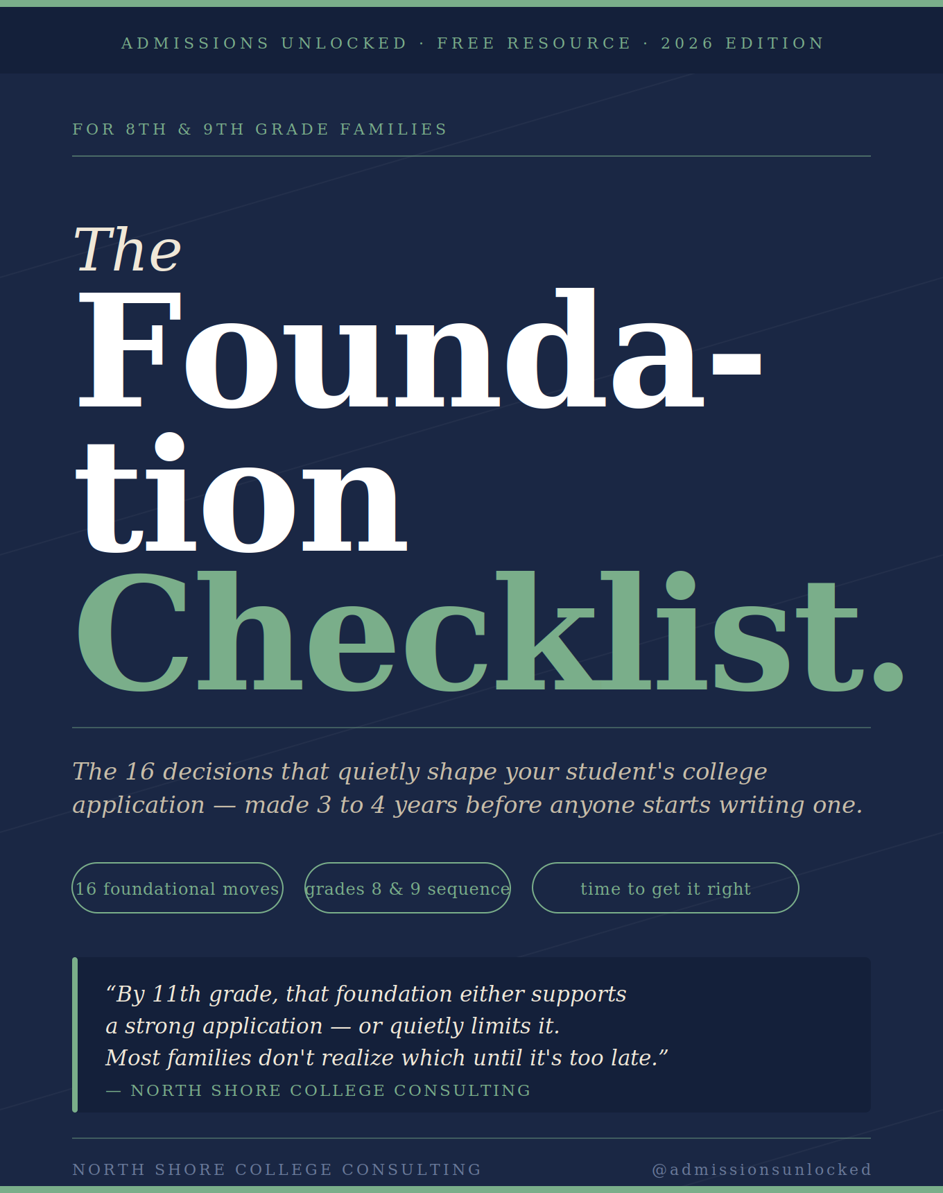 Admissions Unlocked: The Foundation Checklist for 8th & 9th Grade Students