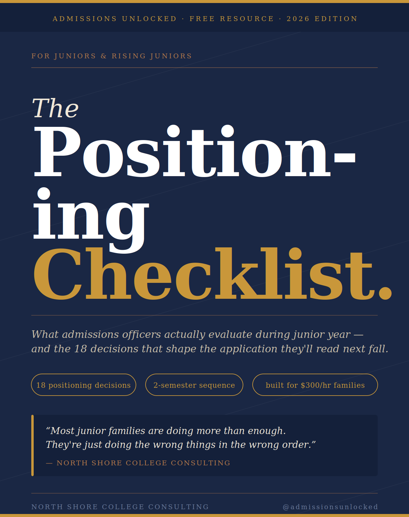 Admissions Unlocked: The Positioning Checklist for Junior Year Students