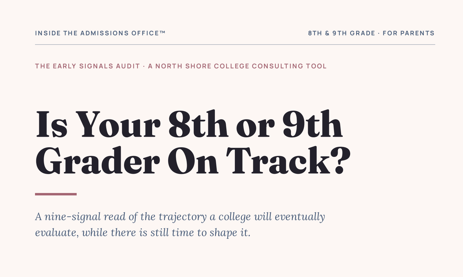 Is Your 8th-9th Grader On Track