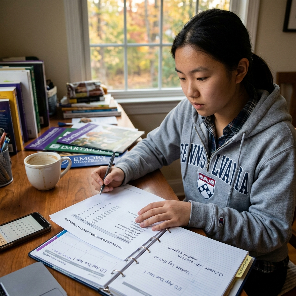 An early decision deferral means a college will reconsider the student with the Regular Decision pool, often using first-semester senior grades and any permitted updates. This guide explains how ED deferral works, what colleges including Penn, Northwestern, Dartmouth, and Emory ask deferred applicants to submit, and how students can prepare before December by protecting senior grades, tracking meaningful accomplishments, keeping Regular Decision applications moving, and considering ED II options. It also explains when a letter of continued interest, additional recommendation, or other update may—or may not—help.