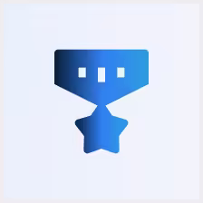 Blue ribbon medal icon with three vertical white rectangles near the top.