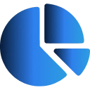 Blue pie chart with four segments, one segment separated from the rest.