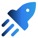 Blue rocket icon with flames indicating upward movement.