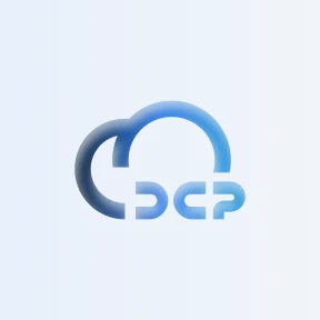 Blue and dark blue cloud-shaped logo with stylized lowercase letters beneath.