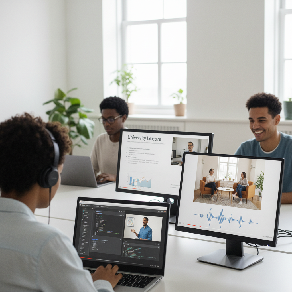 People testing a YouTube transcript generator on tutorial, lecture, and podcast style videos
