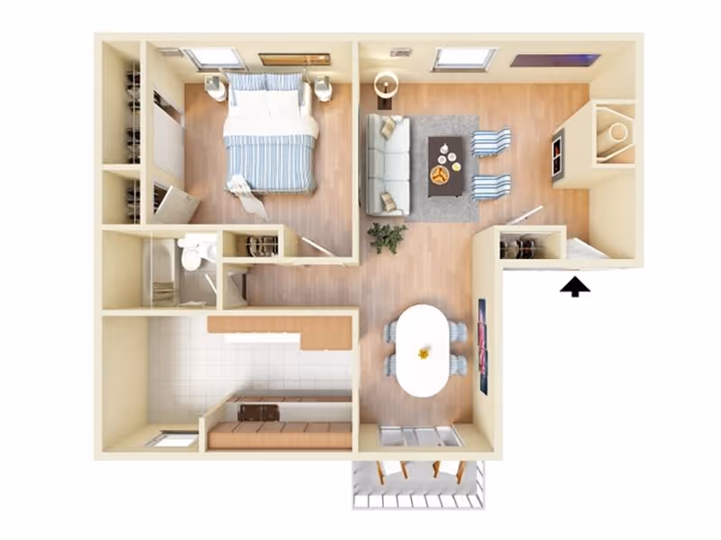 1bed 1bath floor plan layout