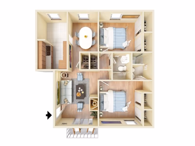 2bed 2bath floor plan layout