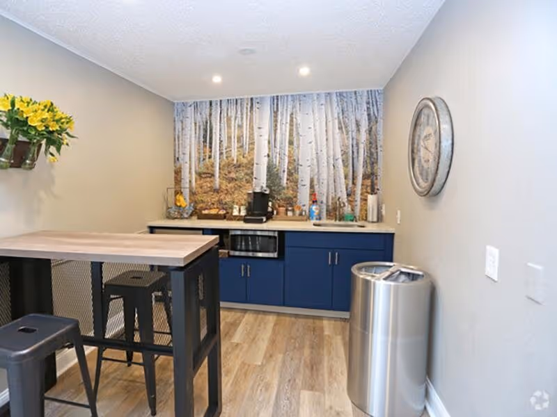 Community area with microwave and seating