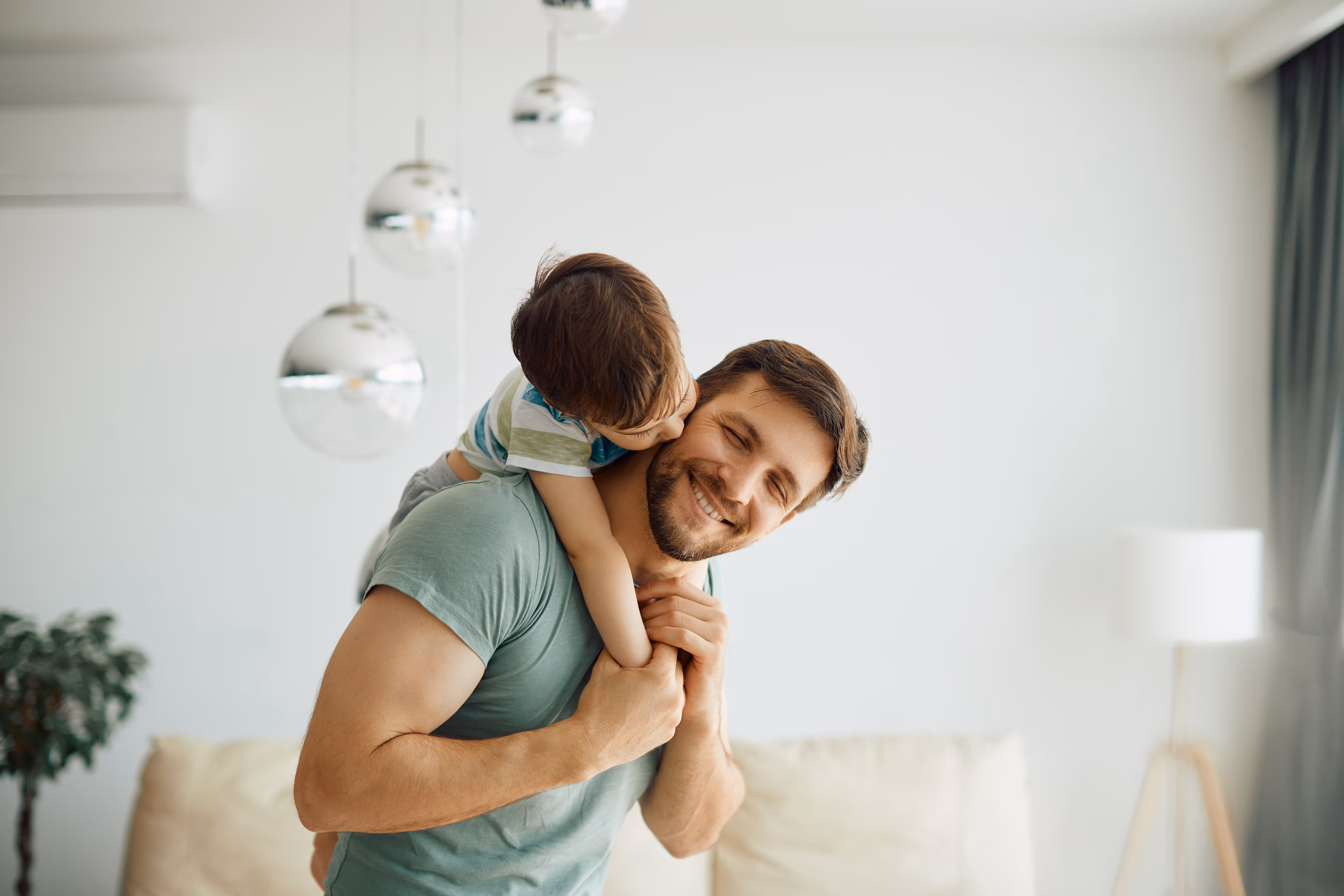 Man holding child stock image