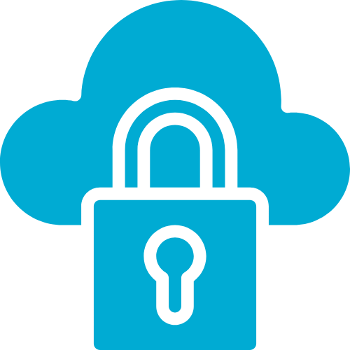 Blue icon consisting of a lock overlapping a cloud Representative of TPG Consulting's hands-on expertise in cloud security.