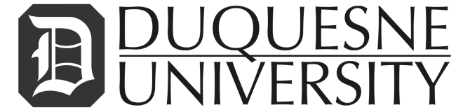 Duquesne University logo in black, white, and grey. Duquesne University is a cybersecurity client of TPG Consulting.