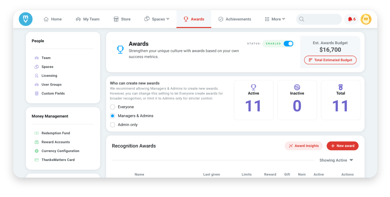 Motivosity UI Award Creation Update