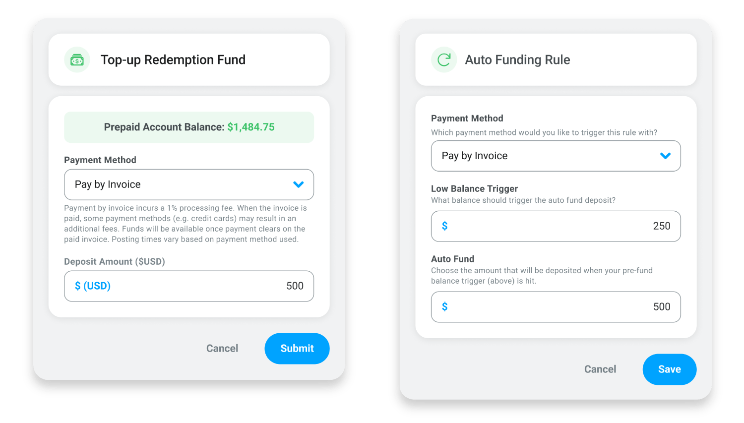Motivosity UI pay by invoice option