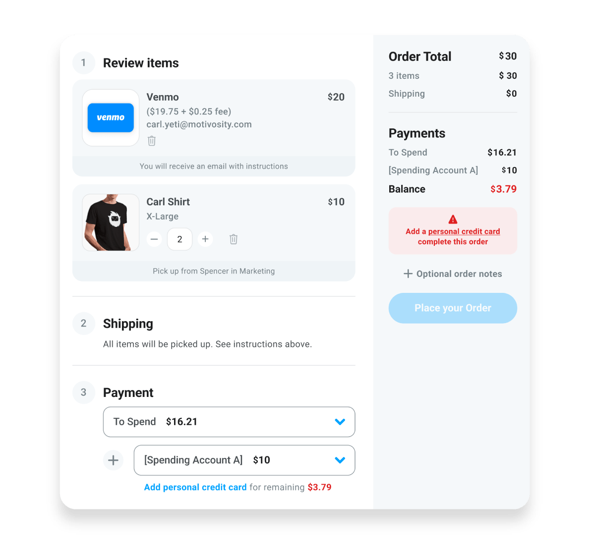 Motivositu UI Split Payments
