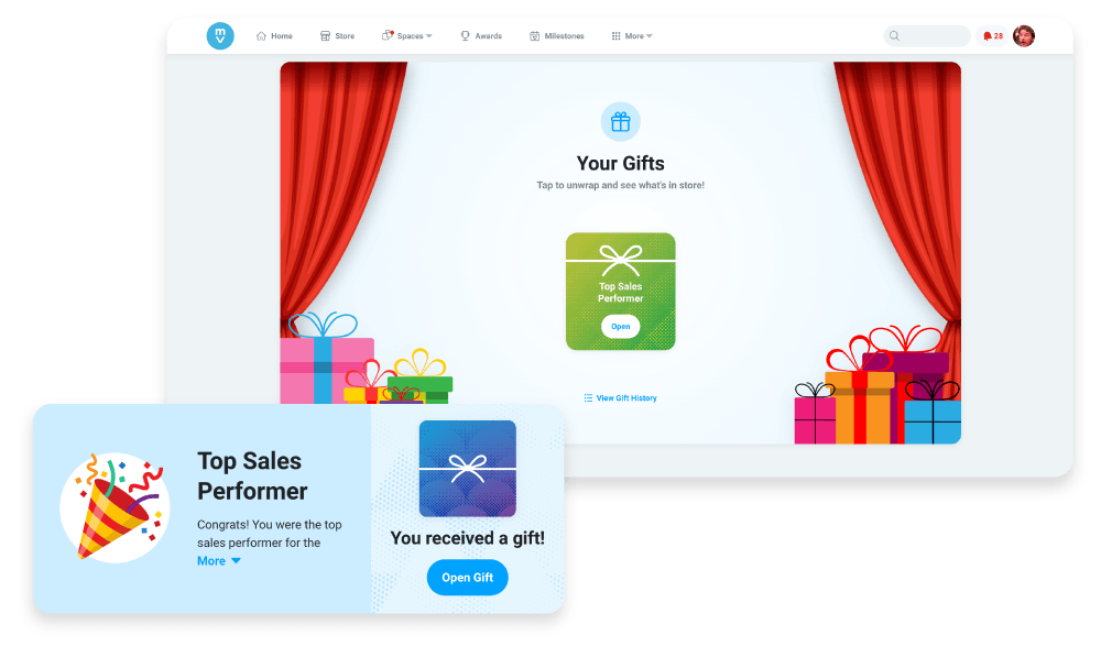 Award having a physical gift attached to it, like a jacket with “top sales person”