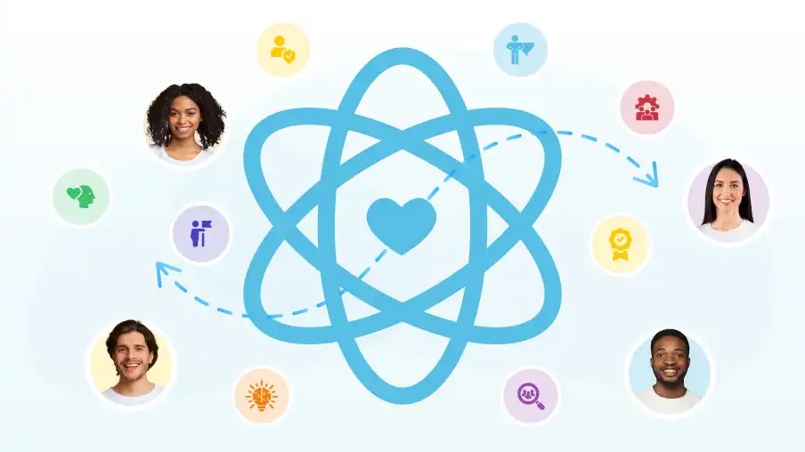 Employees participating in a company culture focused around core values.