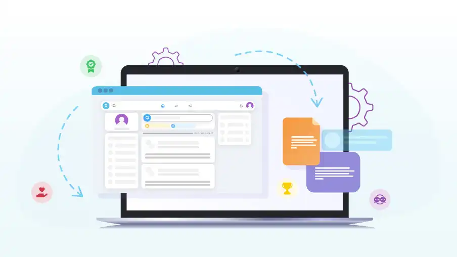 Employee recognition software on an employee computer.