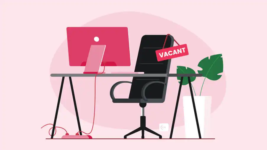 Vacant desk representing employee turnover and attrition due to low employee engagement.