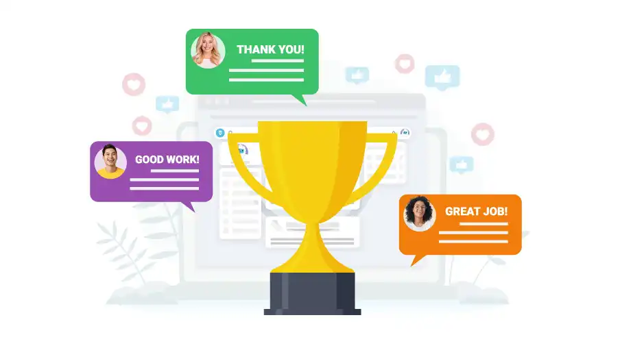 Employee recognition and employee awards being sent in an employee recognition software.