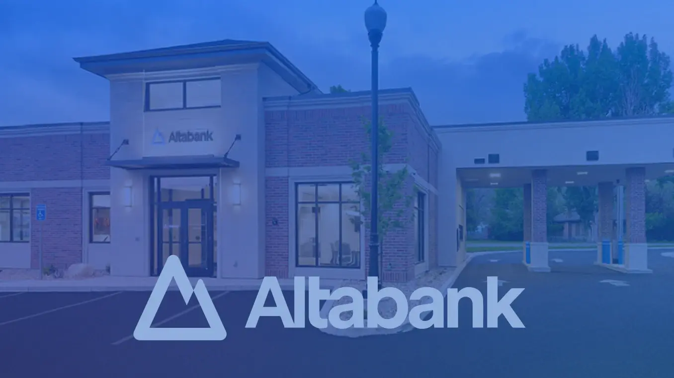 Bank or credit union in the background with the Altabank logo overlayed.