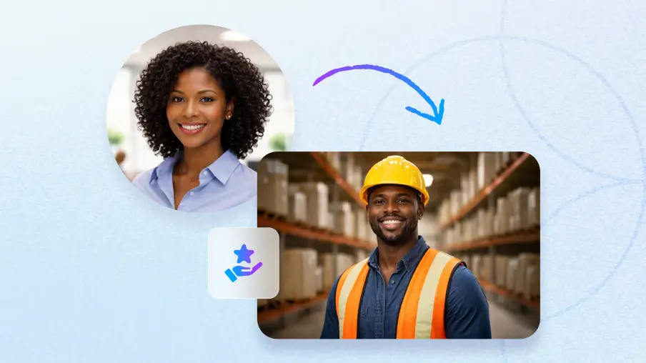 Employee recognition connecting office worker and frontline employee to strengthen workplace culture and appreciation