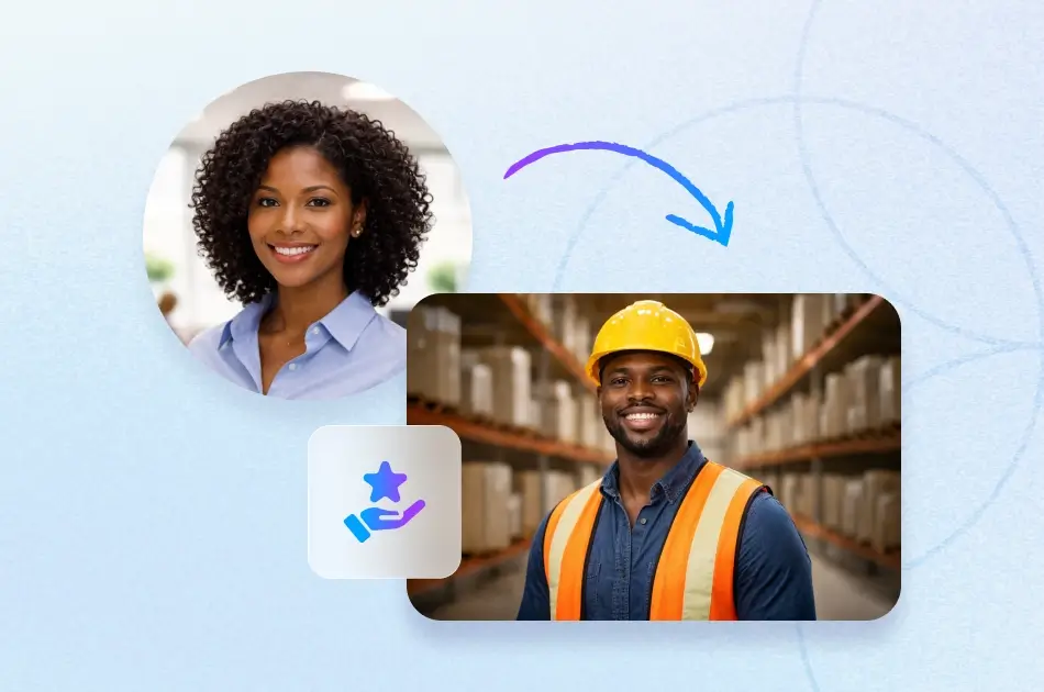 Employee recognition connecting office worker and frontline employee to strengthen workplace culture and appreciation