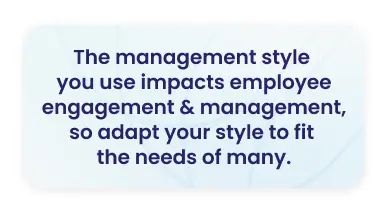 Employee engagement quote card — management style impacts engagement and retention in small and mid-sized businesses