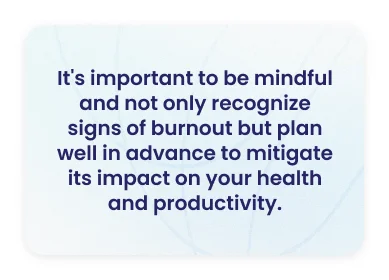 HR burnout prevention quote card — solo HR professionals should recognize burnout signs early to protect productivity and employee experience quality