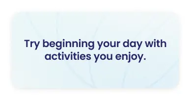 Remote work wellbeing quote card — starting your day with enjoyable activities improves employee mental health, productivity, and work-life balance for remote workers