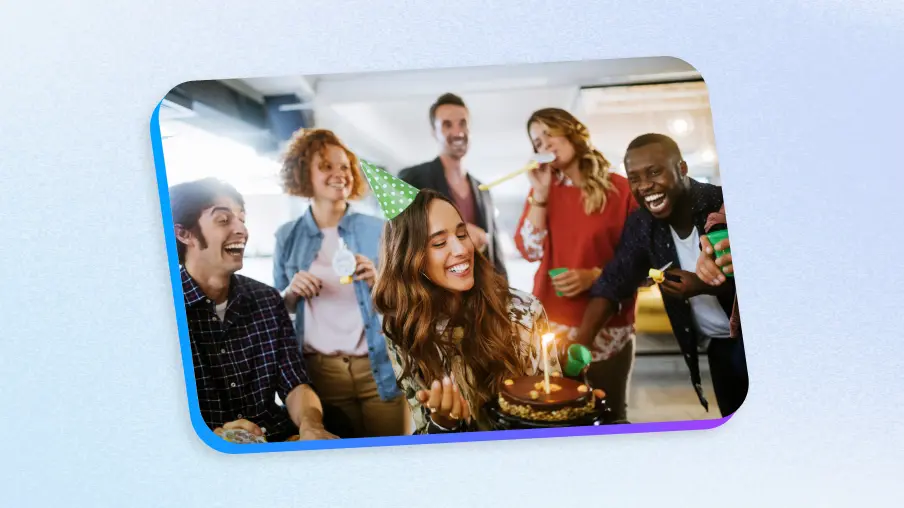 Motivosity platform UI showing birthday and work anniversary milestone gifts, automating employee recognition and rewards
