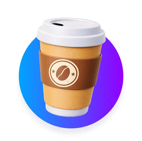 Coffee cup icon representing a simple employee gift idea for Boss's Day recognition and workplace appreciation
