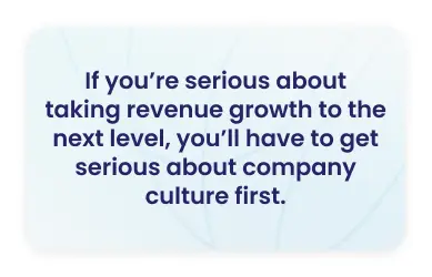 Pull quote card: getting serious about revenue growth means getting serious about company culture first — employee engagement insight