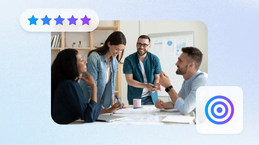 Employee recognition software built to increase employee motivation, and a target representing goal achievement.