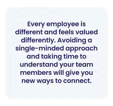 Quote graphic about avoiding single-minded approach to employee recognition and understanding team members — employee engagement tip