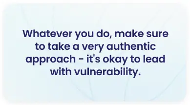 Quote graphic about authentic leadership and leading with vulnerability — manager effectiveness and employee engagement advice